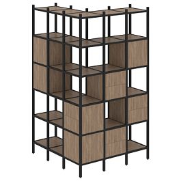 Loft Угловой внешний стеллаж наборный VR.L-53 Дуб аризона/Чёрный металл 1278*1278*2280 - Фото предпросмотра