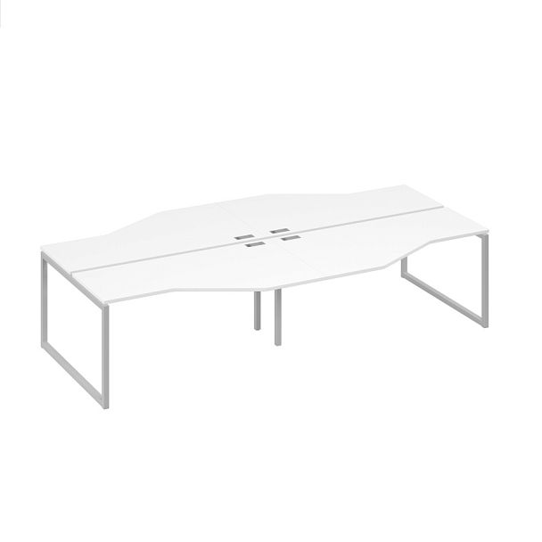 Рабочая станция со столами (4х160) Техно опоры QUATTRO A4 А4 Б4 188-2 БП белый премиум / металлокаркас серый - Вид 1