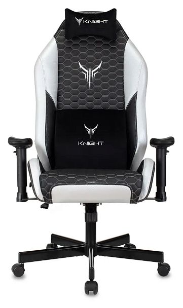 Кресло игровое Knight Neon черный/серебряный соты экокожа с подголов. крестов. металл - Вид 2