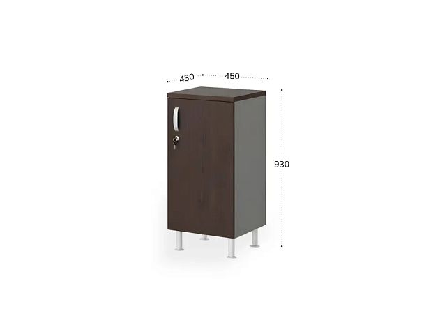 БЕРЛИН / BERLIN Шкаф закрытый узкий 2 уровня правый 450х430х930 Венге/Серый - Вид 2