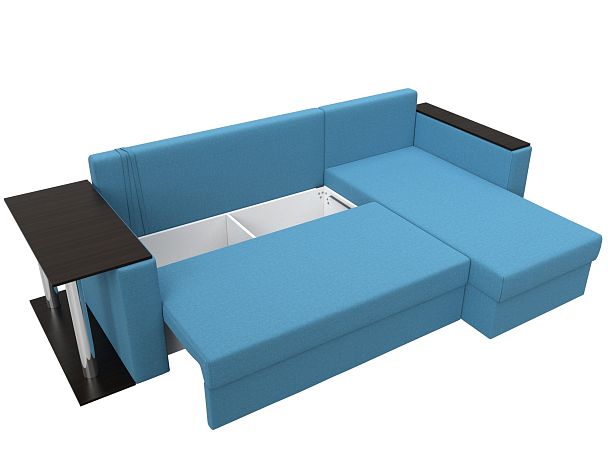 Диван угловой Атланта Лайт правый угол Рогожка голубой - Вид 7