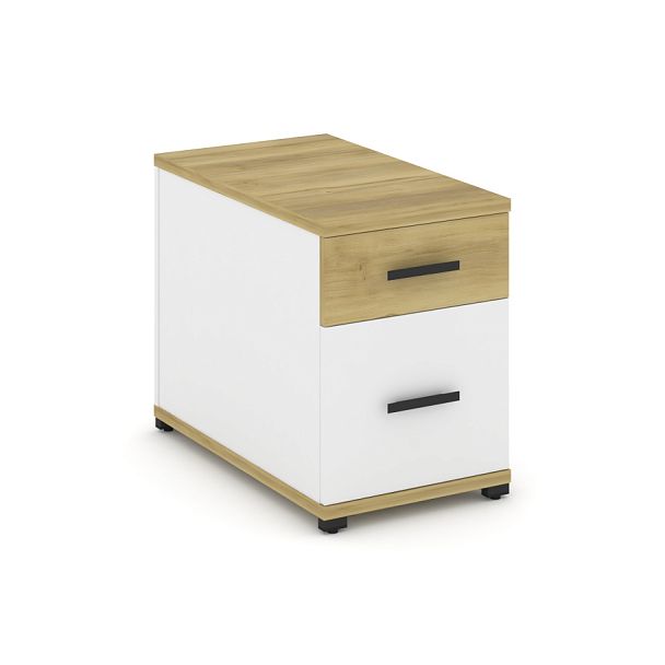 Concept Тумба опорная/приставная 1 ящ.+1 распаш. фасад CN.TGO-004 B Дуб Винченцо/Белый Бриллиант/Металл Черный 420*720*583 - Вид 1