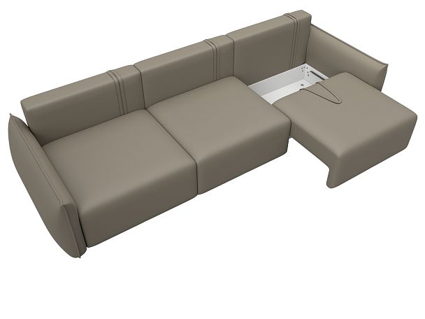 Диван прямой Лига-051 НПБ Лонг Экокожа бежевый - Вид 7