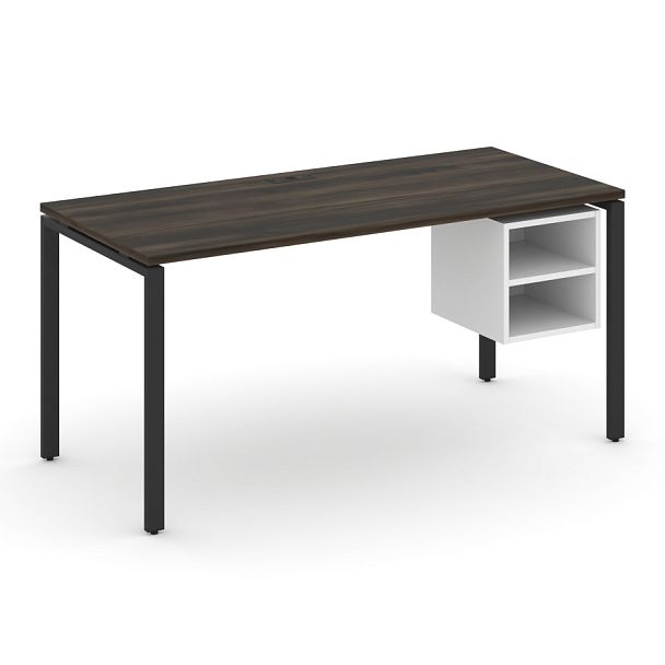 Concept Стол рабочий с подвесной тумбой с 2 открытыми нишами CN.SP-108 Дуб Мали/Белый Бриллиант/Металл Черный 1580*720*750 - Вид 1