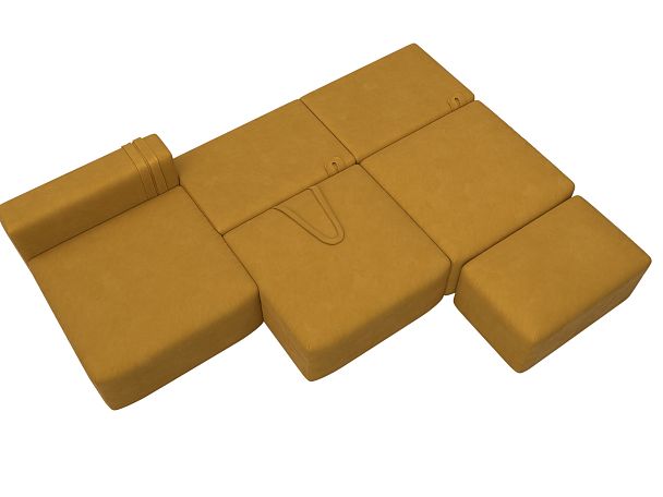 Диван угловой модульный с пуфом Лига-060 НПБ Лонг угол универсальный Велюр желтый - Вид 8