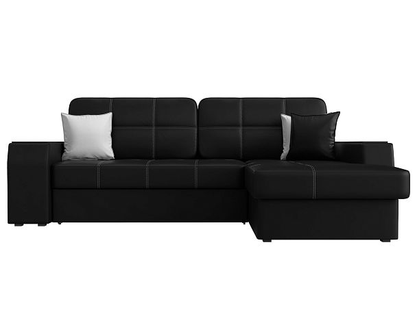 Угловой диван Брюссель правый (полностью экокожа черная) - Вид 2