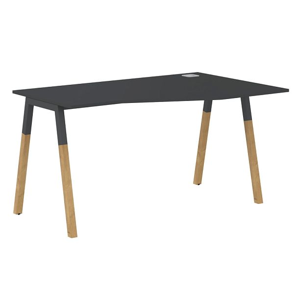 Стол FCT 1367(R) Черный графит/Антрацит-Бук 1380х900(670)х733 FORTA - Вид 1