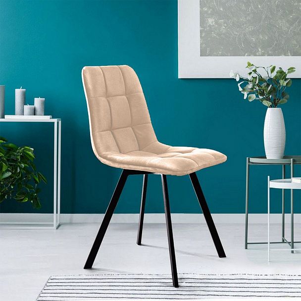 Стул UNO, бархат бежевый 5 / чёрный профиль - Вид 9