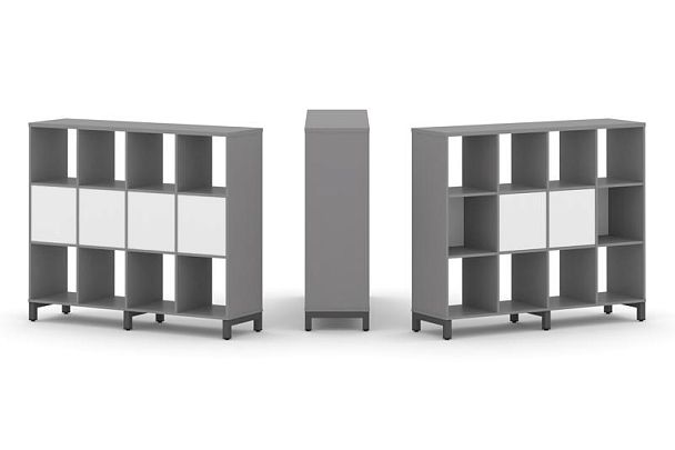 Стайл Проджект Набор стеллажа одностороннего, 3 яруса SN.NS-341 Серый Пепел/Белый/Металл Антрацит 14 - Вид 1