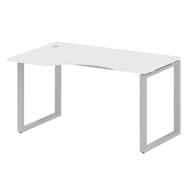 Metal System Стол криволинейный левый на О-образном м/к БО.СА-2 (L) Белый/Серый металл 1400*900*750 - Вид 1