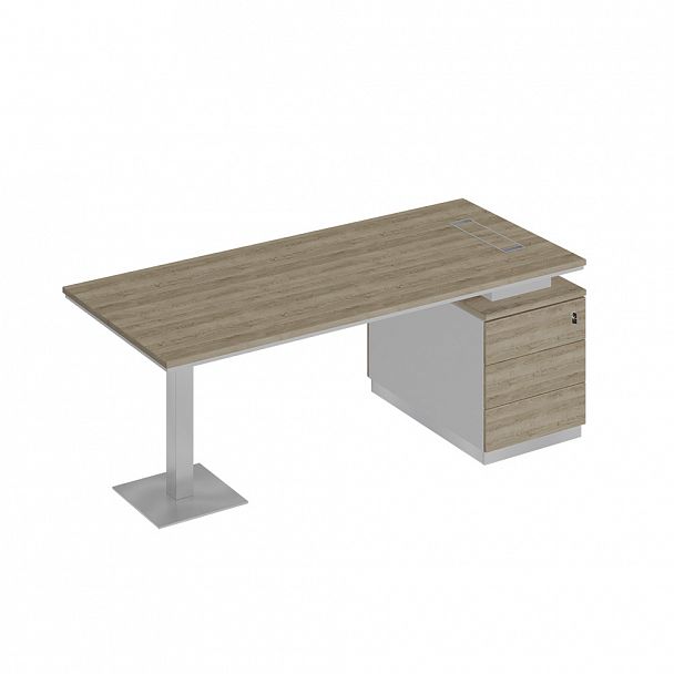 Стол руководителя на опорной тумбе (левый/правый) "City" СИ 104 дуб гладстоун светлый/белый премиум/дуб гладстоун светлый - Вид 1