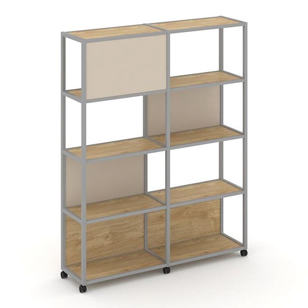 Shelf Mobile Стеллаж 5 уровней 2 секции VR.LT-STK-514.06 Тиквуд Светлый/Металл Серый/W-04 1170*400*2000 - Вид 1