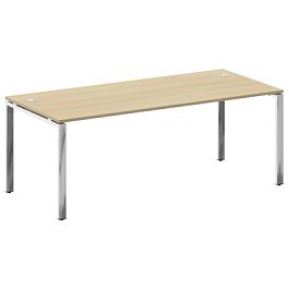 Metal System Direct Стол рабочий руководителя на П-обр. м/к БП.СРР-6.9 Акация/Нерж. сталь 2000*900*750 - Фото предпросмотра