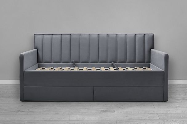 Кровать «Порше» с 2-мя боковинами и доп. спальным местом, серая - Вид 2