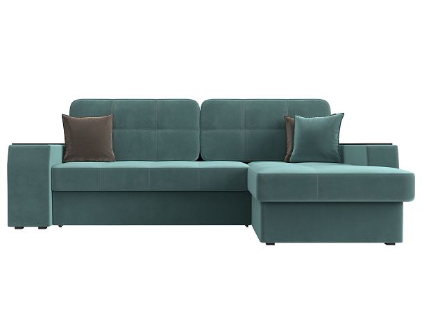 Угловой диван Брюссель правый (полностью Велюр бирюзовый) - Вид 2