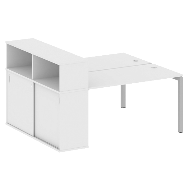 Metal System Quattro Р. ст. с шкафом-купе на П-образном м/к 50БП.РС-СШК-2.3 Т Белый/Серый металл 1810*1475*1098 - Вид 1
