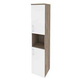 Onix Шкаф высокий узкий правый O.SU-1.5 (R) Тиквуд темный/Белый бриллиант 400*420*1977 - Фото предпросмотра