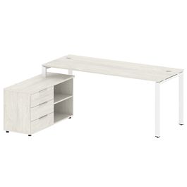 Metal System Р. ст. с тумбой на П-образном м/к БП.РС-СТС-2.5 (L) Дуб наварра/Белый металл 1900*1520*750 - Фото предпросмотра