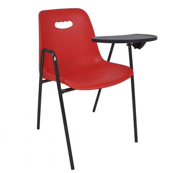 Стул Venezia (4 ножки с подлокотниками + столик TLT), каркас черный, красный, РП+ИК - Вид 1