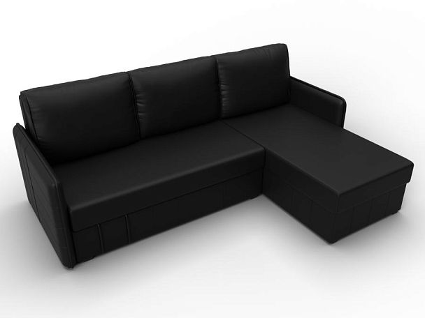 Диван угловой Слим угол универсальный Экокожа черный - Вид 6