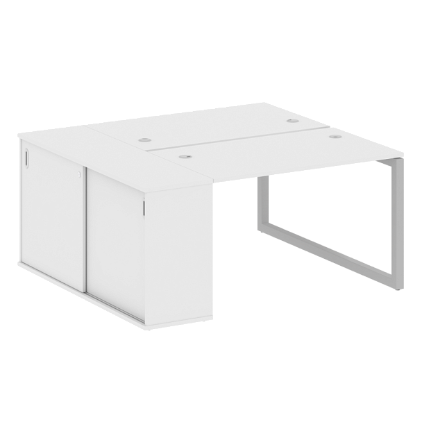 Metal System Quattro Р. ст. с шкафом-купе на О-образном м/к 50БО.РС-СШК-1.2 Т Белый/Серый металл 1610*1475*750 - Вид 1