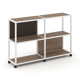 Shelf Mobile Стеллаж 3 уровня 2 секции VR.LT-STK-312.12 Дуб Аризона/Металл Белый/W-25 2370*400*1046 - Фото предпросмотра