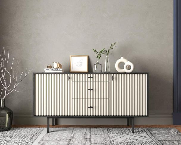 Комод две дверки и три ящика Emerson арт EM08/milky/L - Вид 4