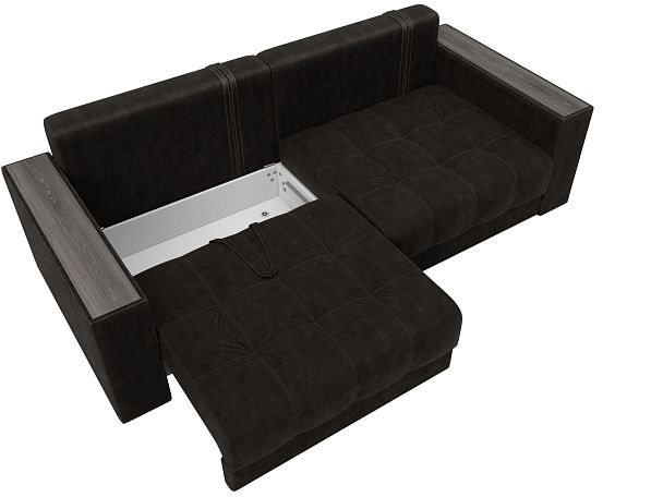 Диван прямой с декором Лига-049 НПБ Велюр коричневый - Вид 7