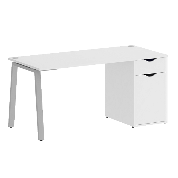 Home Office Стол письменный VR.SP-3-158.1.A Белый бриллиант/Серый металл 1580*720*750 - Вид 1