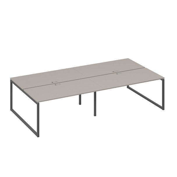 Станция со столами 4х160 на каркасе QUATTRO A4 А4 Б4 178-2 БП мокко премиум / металлокаркас антрацит - Вид 1