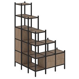 Loft Угловой внешний стеллаж наборный VR.L-59 Дуб аризона/Чёрный металл 1278*1278*2280 - Фото предпросмотра