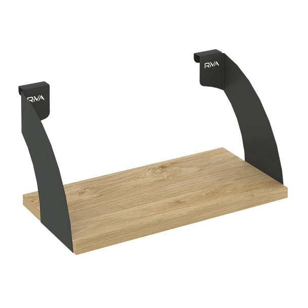 Навесные полки. Кронштейны+ЛДСП полка 400мм MAN-41-4 Тиквуд светлый/Антрацит металл 400*220*200 - Вид 1