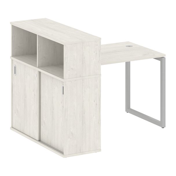 Metal System Quattro Стол письменный с шкафом-купе на О-образном м/к 40БО.РС-СШК-3.1 Т Дуб наварра/Серый металл 1410*1120*1098 - Вид 1