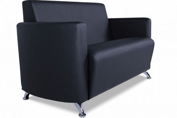 Брикс Диван двухместный 1300х700х780  Oregon 16 "Мягкая мебель для кабинета" ТК-002120401687 черный - Вид 1