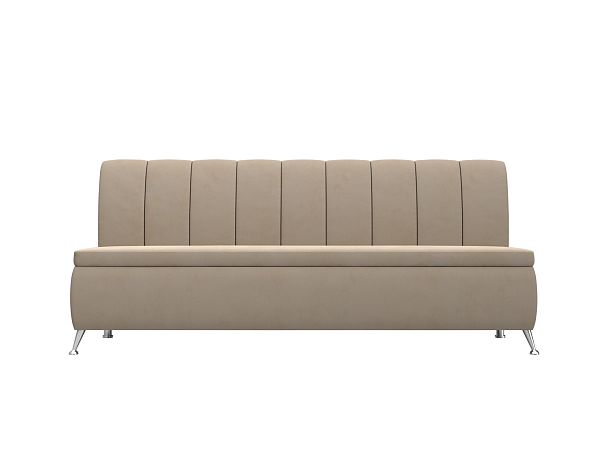 Кухонный прямой диван Кантри (полностью велюр бежевый) - Вид 2