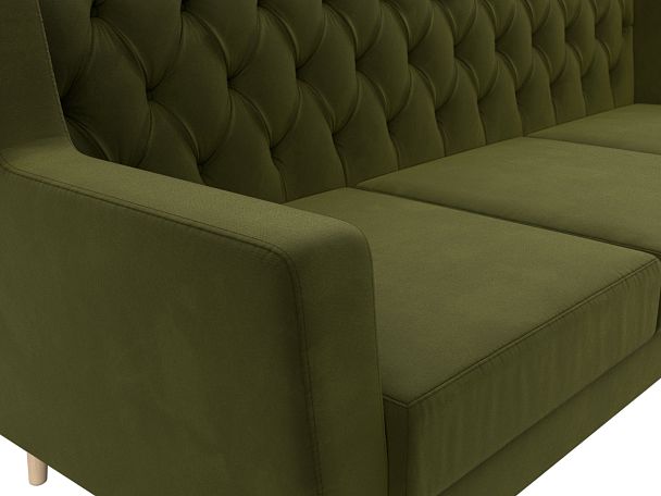 Прямой диван Брайтон 3 Люкс (полностью микровельвет зеленый) - Вид 4