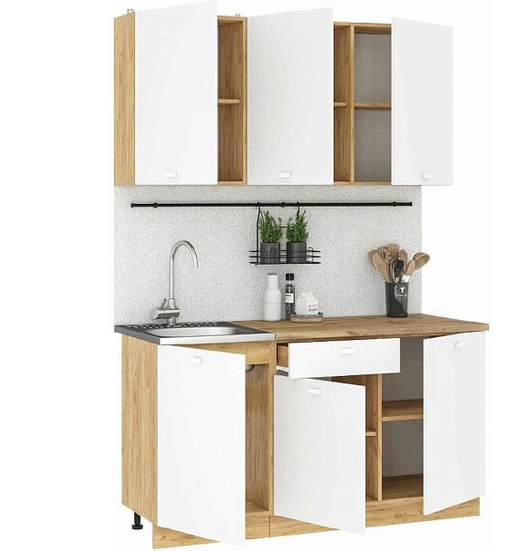 кухня Дана 1,5 дуб крафт золотой/белый - Вид 2