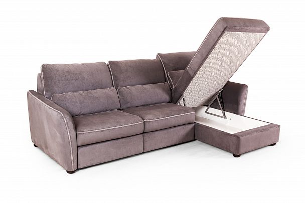 Marco диван-кровать с шезлонгом замша серый - Вид 4