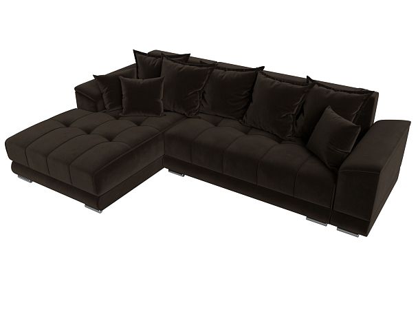 Угловой диван НордСтар левый угол Микровельвет коричневый - Вид 6