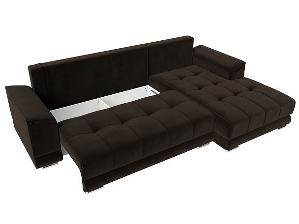 Угловой диван НордСтар правый угол Микровельвет коричневый - Вид 7