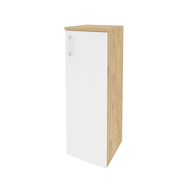 Onix Шкаф средний узкий правый O.SU-2.3 (R) Тиквуд светлый/Белый бриллиант 400*420*1207 - Вид 1