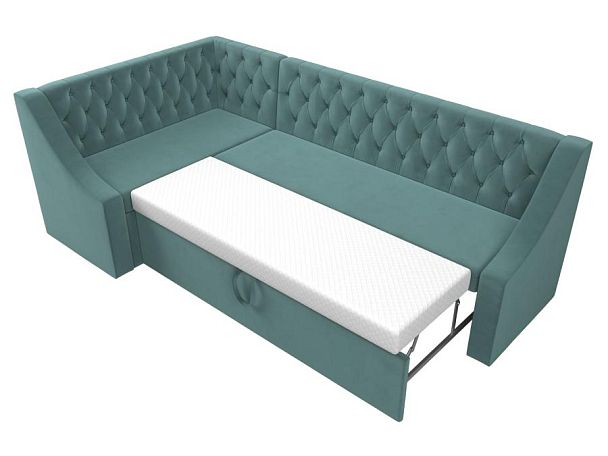 Кухонный угловой диван Мерлин левый (полностью Велюр бирюзовый) - Вид 6