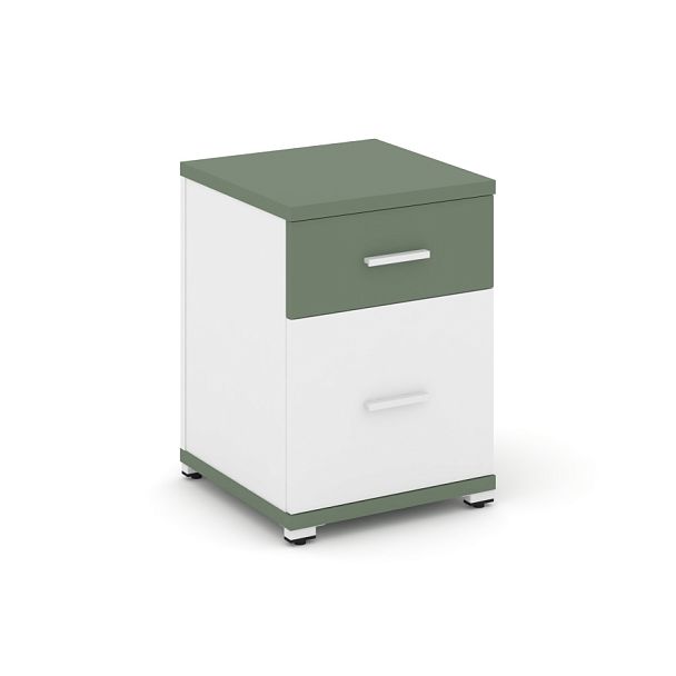 Concept Тумба опорная/приставная 1 ящ.+1 распаш. фасад CN.TUO-004 W Кобо/Белый Бриллиант/Металл Белый 420*420*583 - Вид 1