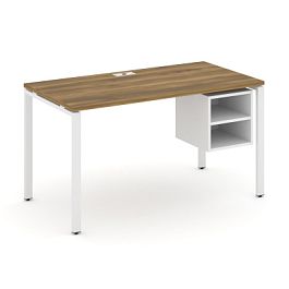 Concept Стол рабочий с подвесной тумбой с 2 открытыми нишами CN.SP-107 Сандал Янтарный/Белый Бриллиант/Металл Белый 1380*720*750 - Фото предпросмотра