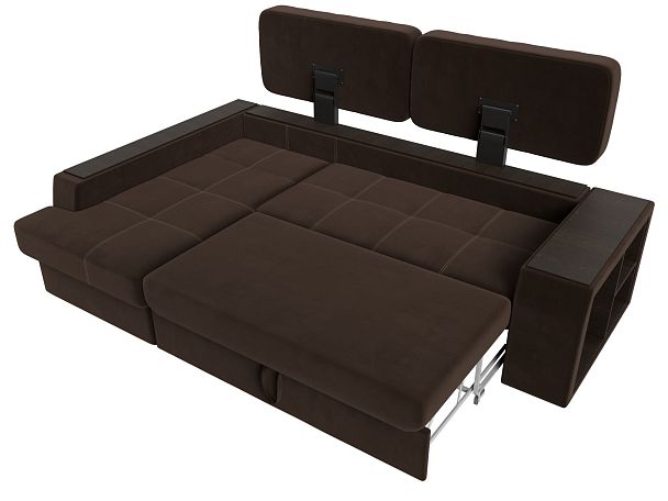 Угловой диван Брюссель левый (полностью микровельвет коричневый) - Вид 8