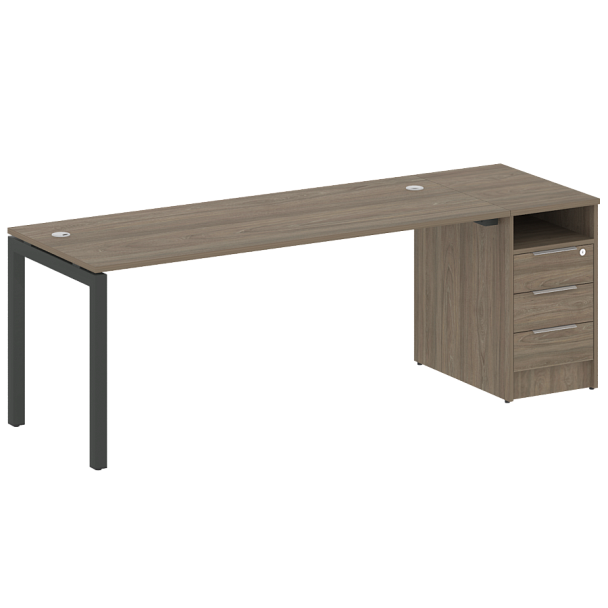 Metal System Quattro Р. ст. с тумбой на П-образном м/к 50БП.РС-СТП-1.5 Вяз/Антрацит металл 2212*720*750 - Вид 1