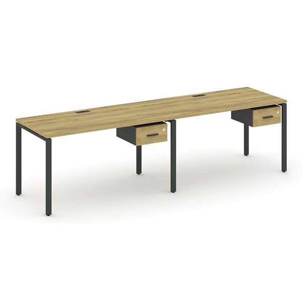 Concept Рабочая станция односторонняя с подвес. тумбами 2 места CN.ORS-109 W Дуб Винченцо/Антрацит/Металл Антрацит 1960*720*750 - Вид 1