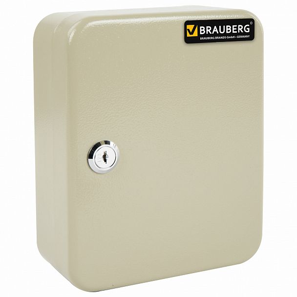 Шкафчик (Ключница) на 20 ключей BRAUBERG, 200х160х80 мм, с замком, +20 брелоков, серый, 290337 - Вид 2