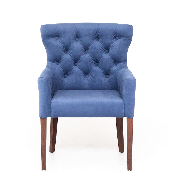 Кресло Байрон, синий велюр, старинный орех - Вид 3
