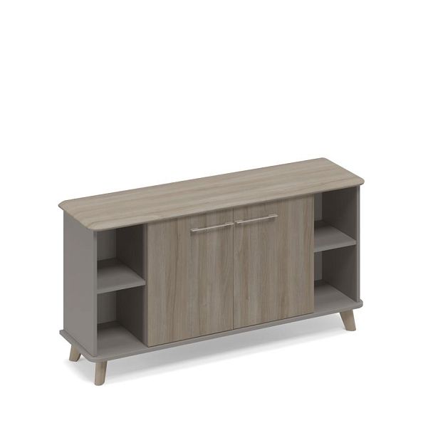 Шкаф низкий полузакрытый греденция Time wood ТМ 350 ВЛ/ВЛ/ВЛ мокко премиум (корпус) / вяз либерти (столешница, топ, фасад) - Вид 1